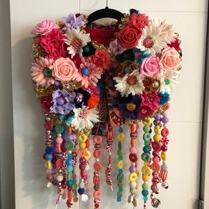 Handmade Candy/Flower Vest For Costume Party with gloves, earrings and barret